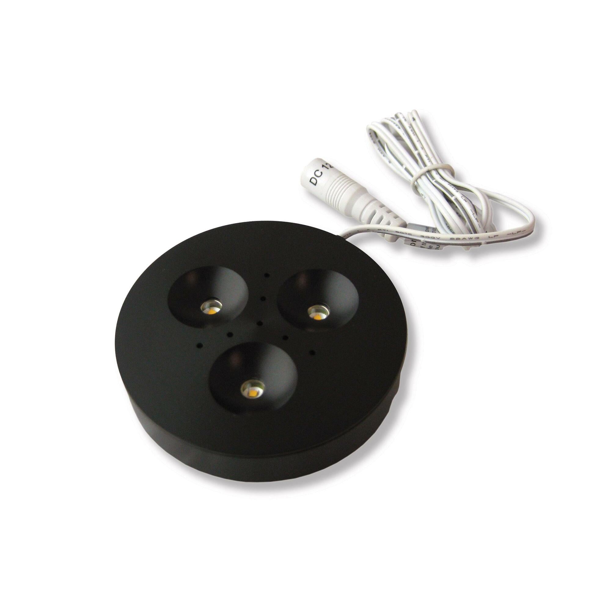 TRIANT 2 LED Puck Light - 12V/24V, 3000K, Anodized Black Finish, 3.3W, 90 CRI, 59 in. White Female DC Cable