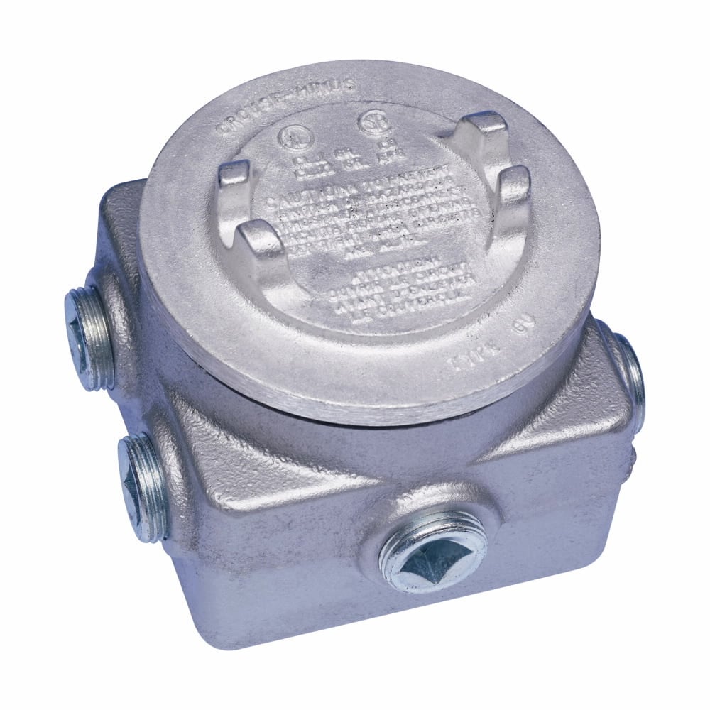 GUP214 Dust-Ignitionproof Explosionproof Raintight Junction Box, 4-1/8 in H x 4-1/8 in W x 2-3/4 in D, NEMA 4, Feraloy Iron Alloy