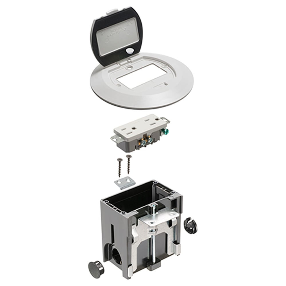 FLBAFR101W Adjustable Floor Box, Plastic, 1 Gang
