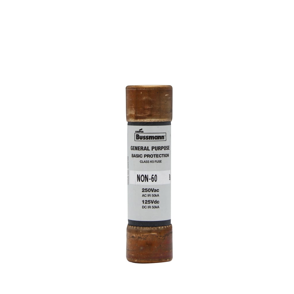 BK/NON-60 One-Time General Purpose Non-Current Limiting Fuse, 60 A, 250 V AC/125 V DC, 50 kAIC Interrupt, Class: K5, Cartridge Body