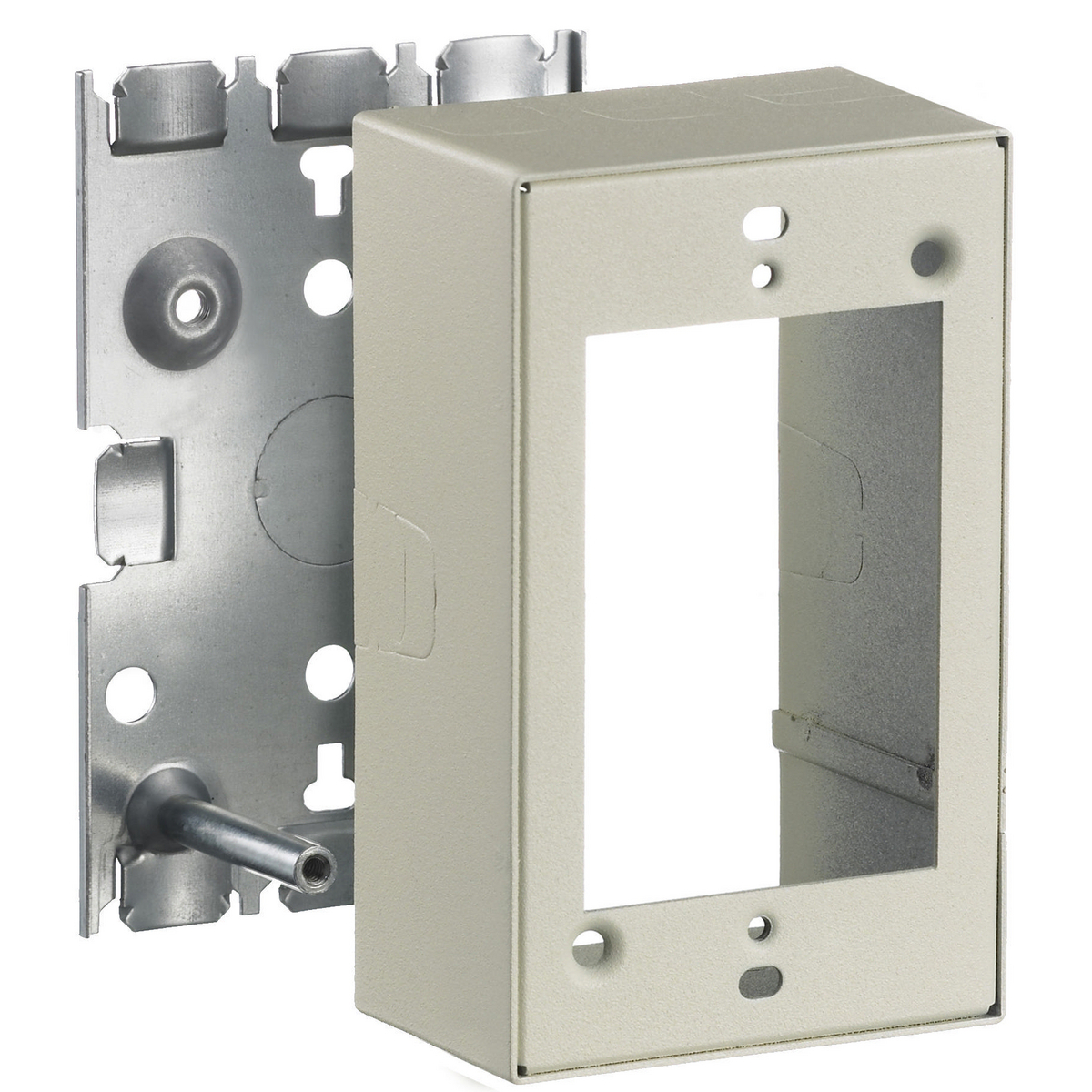 HBL5751AIVA 1-Gang Deep Combination Standard Depth Extension Box, 4.6 in L x 3 in W x 1.7 in H, Steel, Ivory