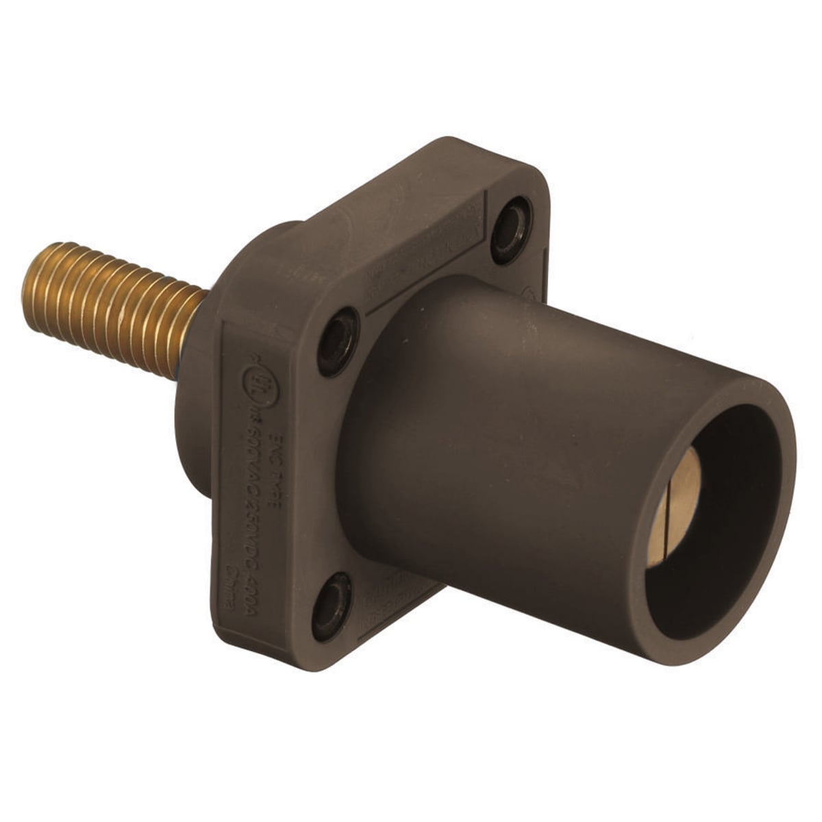 HBLMRSBN 16 Series 1-Pole Flanged Heavy Duty Industrial Grade Male Standard Single Pole Receptacle, 600 V AC/250 V DC, 400 A, 4 to 4/0 AWG Wire, Screw Terminal Connection, 3R/4X/12 NEMA Rating
