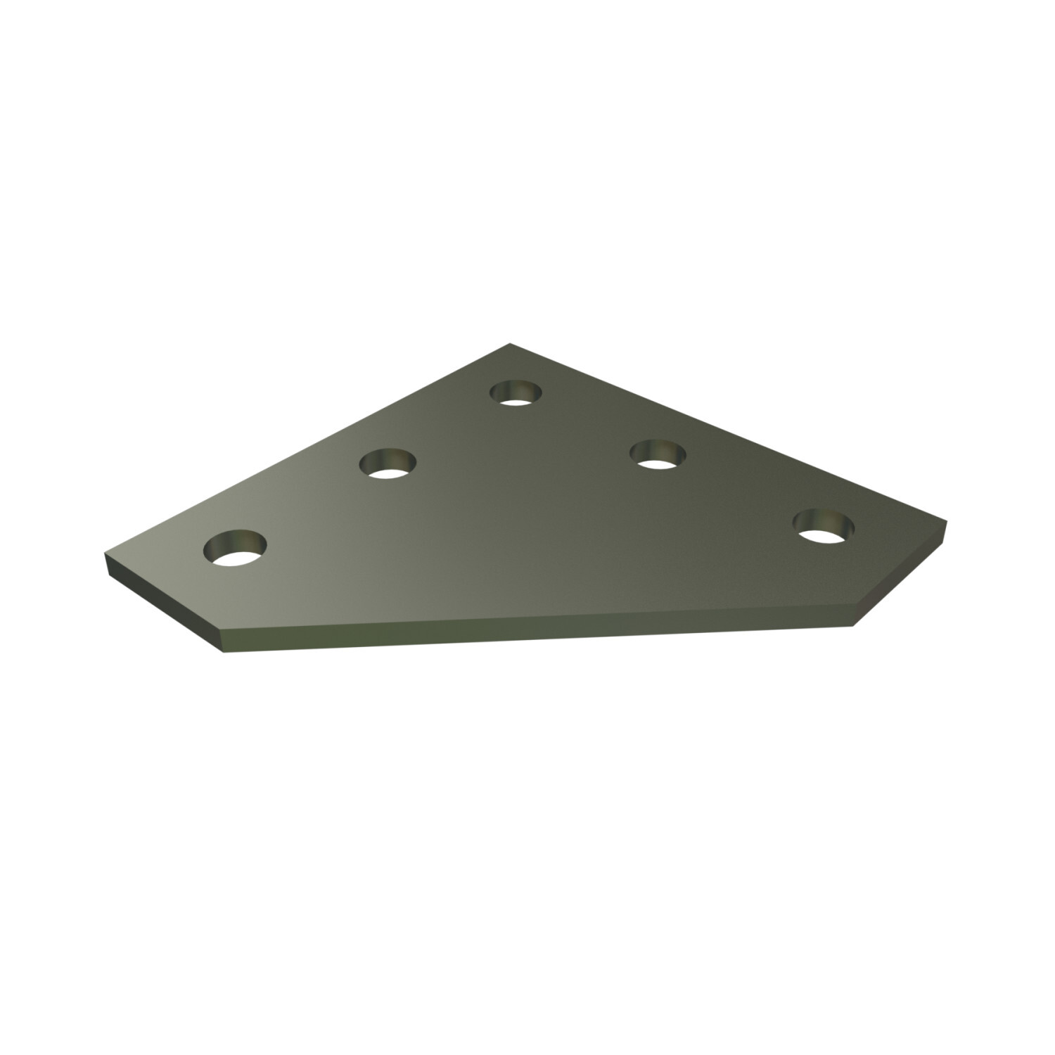 P1873-EG Channel Flat Plate Fitting, 5 Holes, 5-3/8 in L x 1-5/8 in W x 1/4 in THK, HRPO Steel
