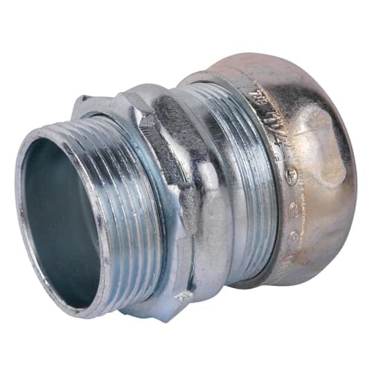 TC114A Steel City Non-Insulated Compression Connector, 1-1/4 in Trade, For Use With EMT Conduit, Steel, Zinc Plated