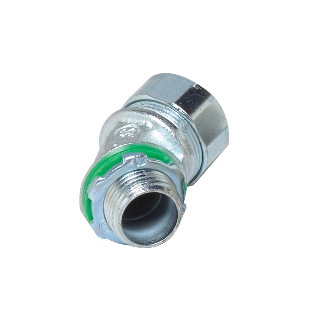 LMA-21 Remke Liqua-Seal Tuff-Seal Non-Insulated Standard Liquid Tight Conduit Connector, 3/4 in Trade, 45 deg, Malleable Iron, Zinc Plated