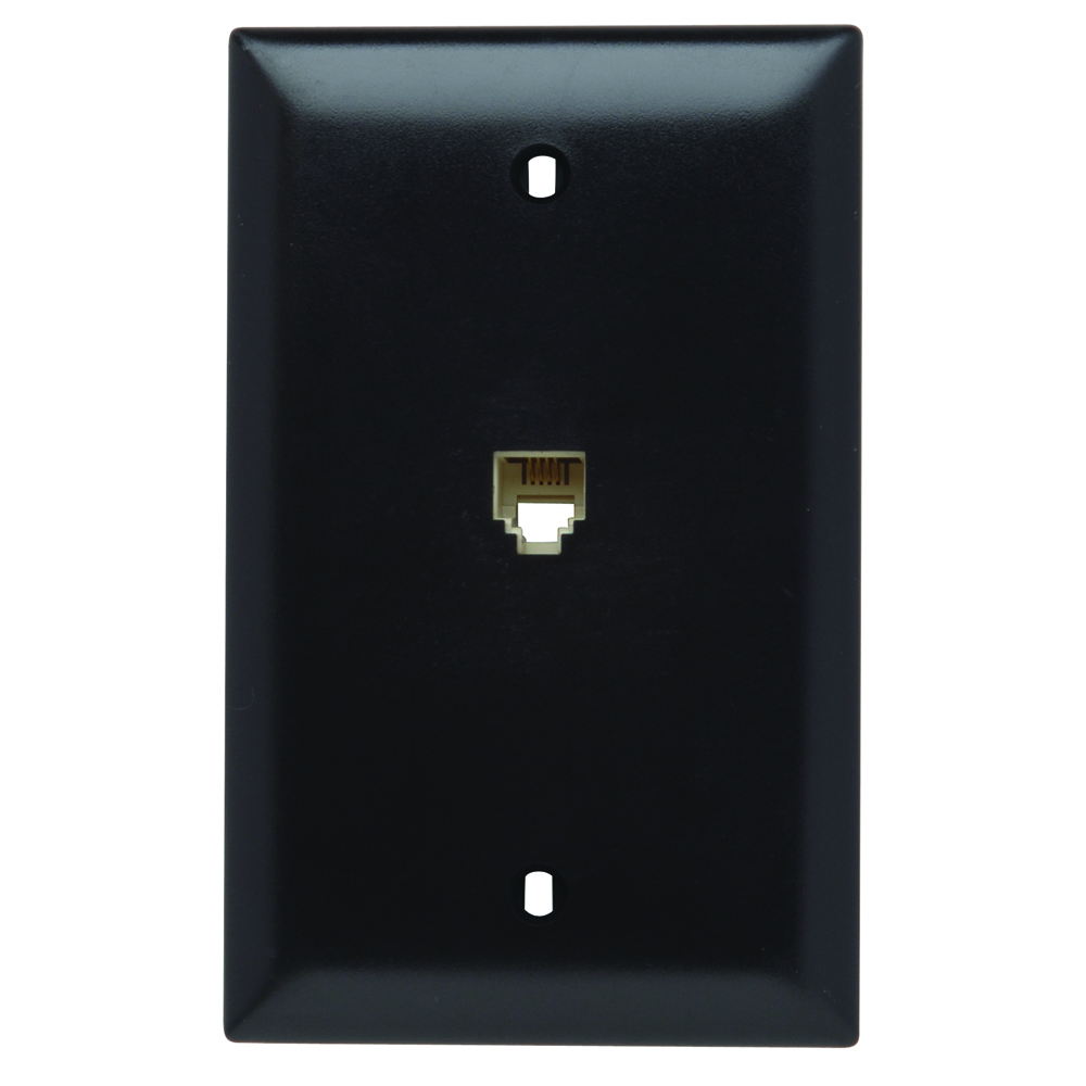 TPTE1 Standard Vertical Phone Wallplate, 1 Gangs, 6 in L, Thermoplastic, Box Mount
