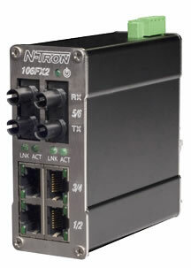 106FX2 Unmanaged Industrial Ethernet Switch, ST 2km