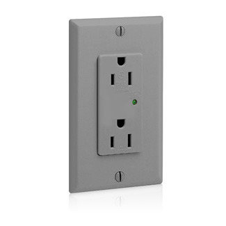 5280-GY Self-Grounding Surge Protective Receptacle, 125 V AC, 15 A, 5 kA Short Circuit