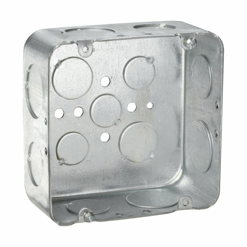 TP835 TP Drawn Outlet Box, Steel, 42 cu-in Capacity, (13) Knockouts, 4-11/16 in H x 4-11/16 in W x 2-1/8 in D