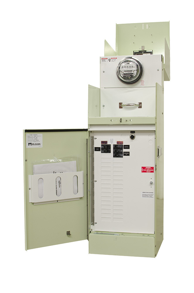 CP3B11110A22SL1 Ringed, 100 Amp, 240V, 4 Term, Main Circuit Breaker, 2-16 Circuit, Load Center, 22k, Switch Load, Mint Green