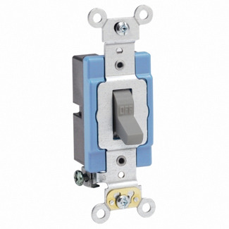 1201-2GY Self-Grounding AC Quiet Toggle Switch, 120/277 V AC, 15 A, 1/2, 2 hp Power Rating