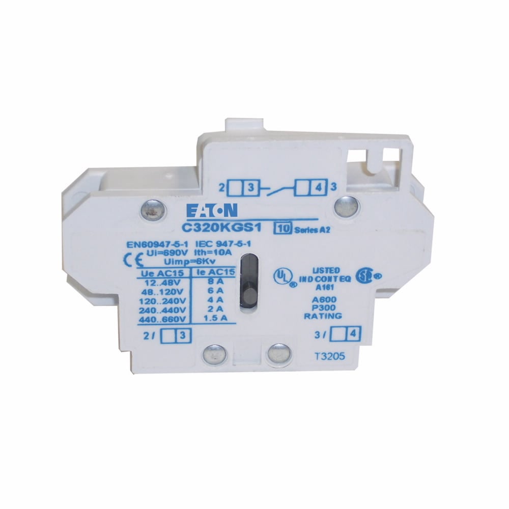 C320KGS1 Auxiliary Contact, 600 V AC, 10 A, 1 Contacts