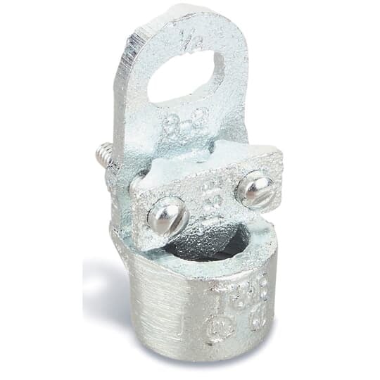 3950 Blackburn EZ-Ground Non-Insulated Conduit Hub Ground Clamp, 1 in Trade, 8 to 3/0 AWG Conductor, Thread Connection, Malleable Iron