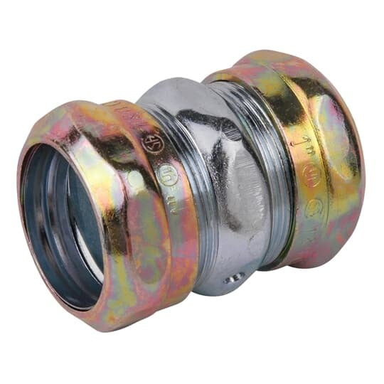TK112AN-RT Steel City Raintight Thinwall Compression Coupling, 3/4 in, For Use With EMT Conduit Fittings, Steel, Zinc Plated