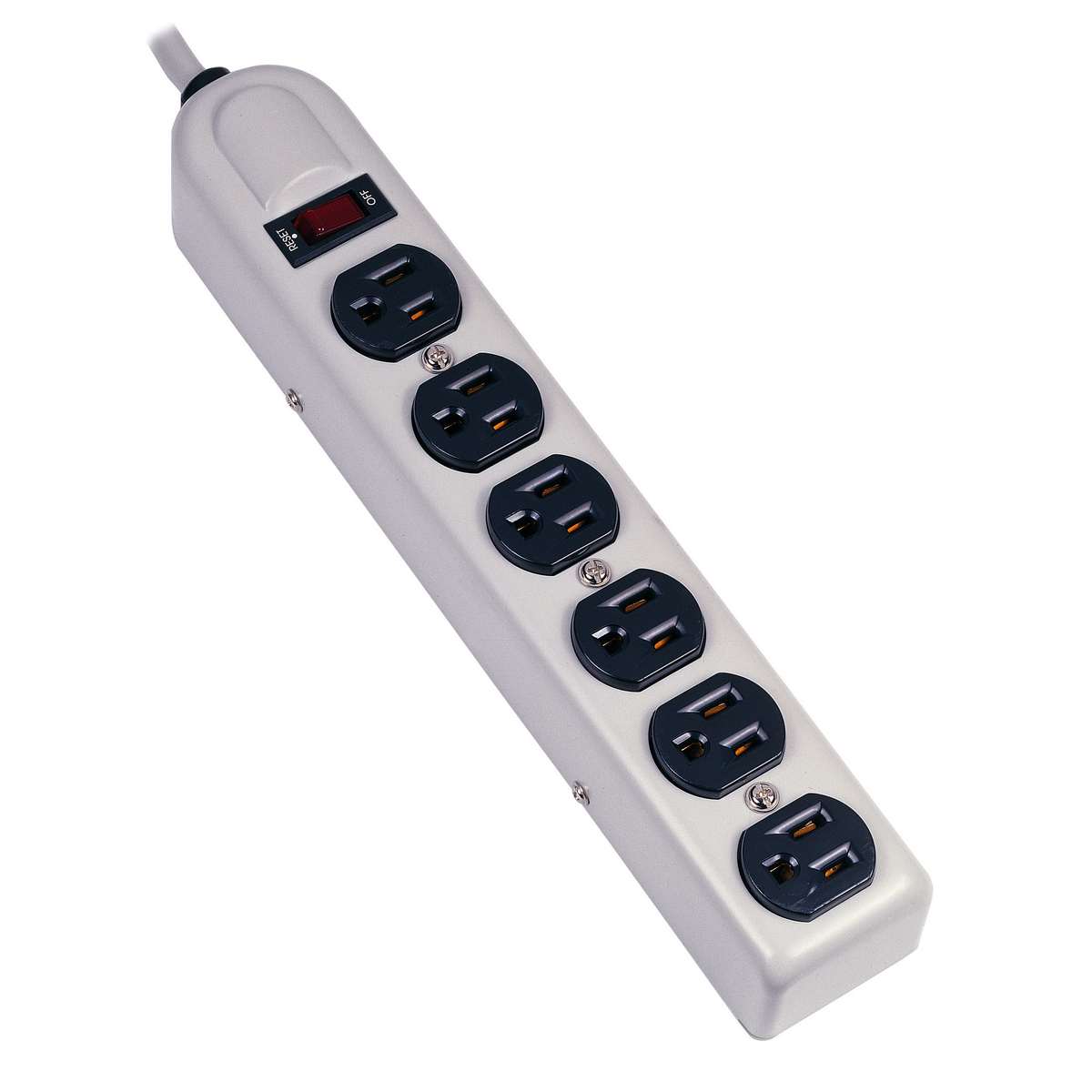 HBL6MPS15 1-Phase 2-Pole Standard Surge Protective Power Strip, 125 V, 15 A, 6 Outlets, 15 ft L Cord, Surface Mount
