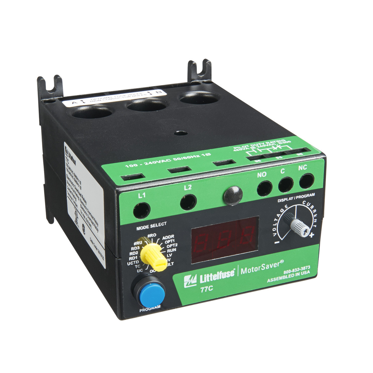 77C 1-Phase Overload Relay, 1 Form C SPDT Contact