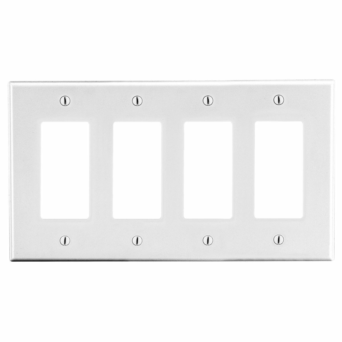 PJ264W Mid-Size Wall Plate, 4 Gangs, 8.56 in W x 4.94 in H, Polycarbonate Thermoplastic, White