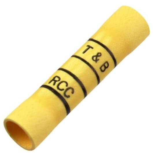 2RC10X Sta-Kon Vinyl Insulated Butt Splice Connector, 12 to 10 AWG Conductor, 1.31 in L, Copper, Yellow