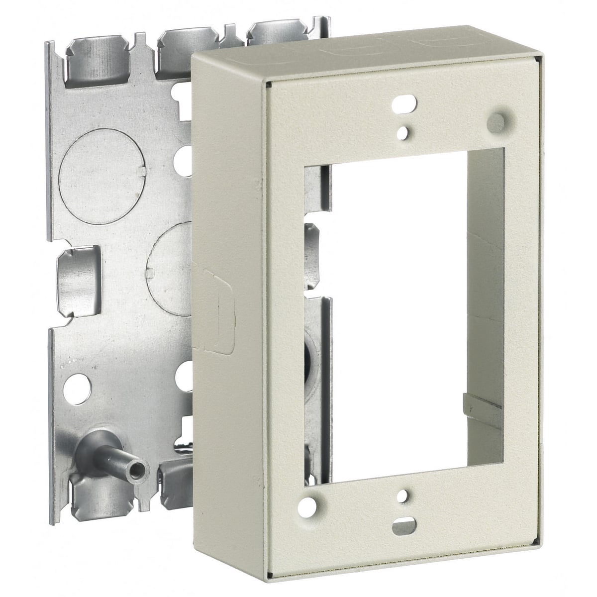 HBL5747IVA HBL500 Series 1-Gang Shallow Standard Device Box, 4.6 in L x 3 in W x 1.3 in H, Rolled Steel, Ivory