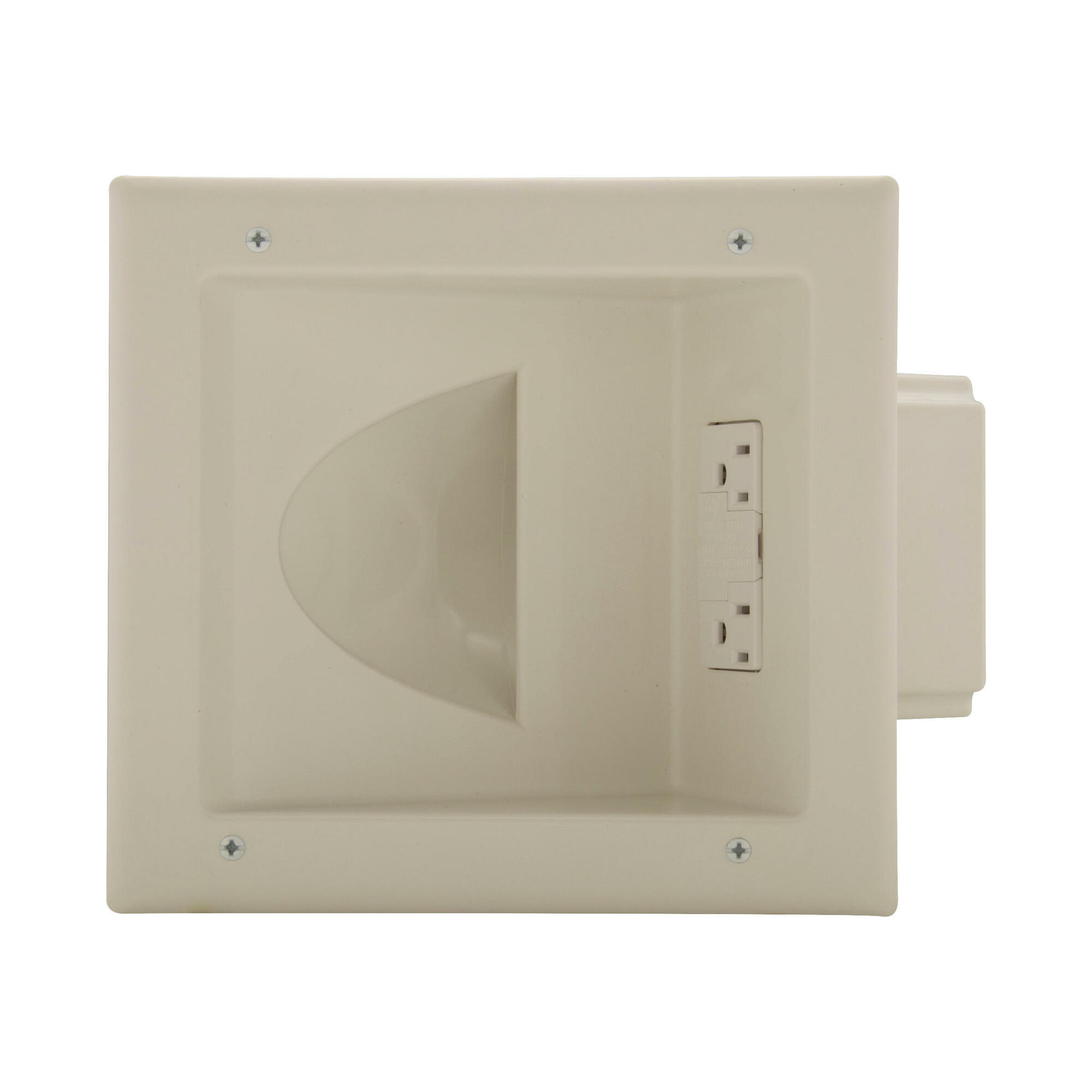 MediaSync 35M2S-W-L 2-Pole Multimedia Wallplate With Recessed Duplex Surge Receptacle, 4-1/2 in L x 7.88 in W, Surface Mount