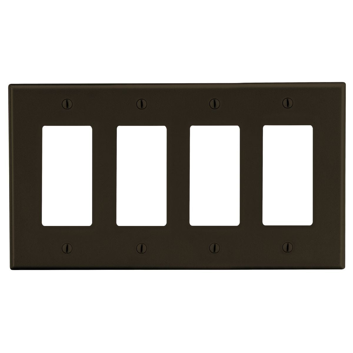 P264 Standard Wall Plate, 4 Gangs, 8.31 in W x 4.63 in H, Polycarbonate Thermoplastic, Brown