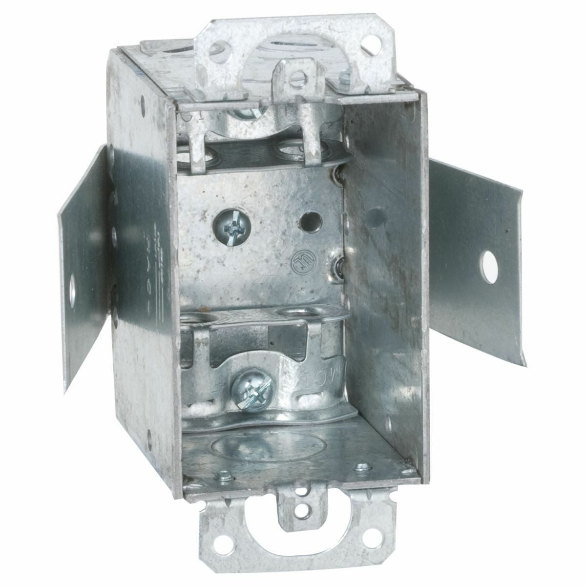 526 Gangable Switch Box, Steel, 12.5 cu-in Capacity, 1 Gangs, 1 Outlets, 5 Knockouts, 3.41 in H x 4.22 in W x 2.5 in D