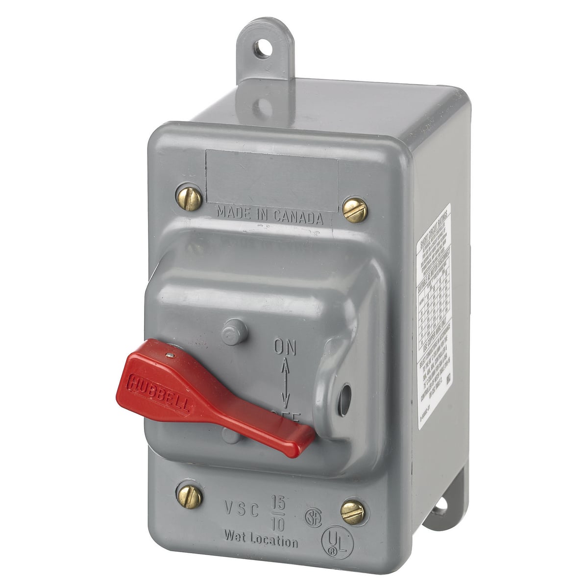 HBL13R22 HBL Switched Disconnects and Enclosures, 600 V AC, 30 A, 15 hp, 2 Poles