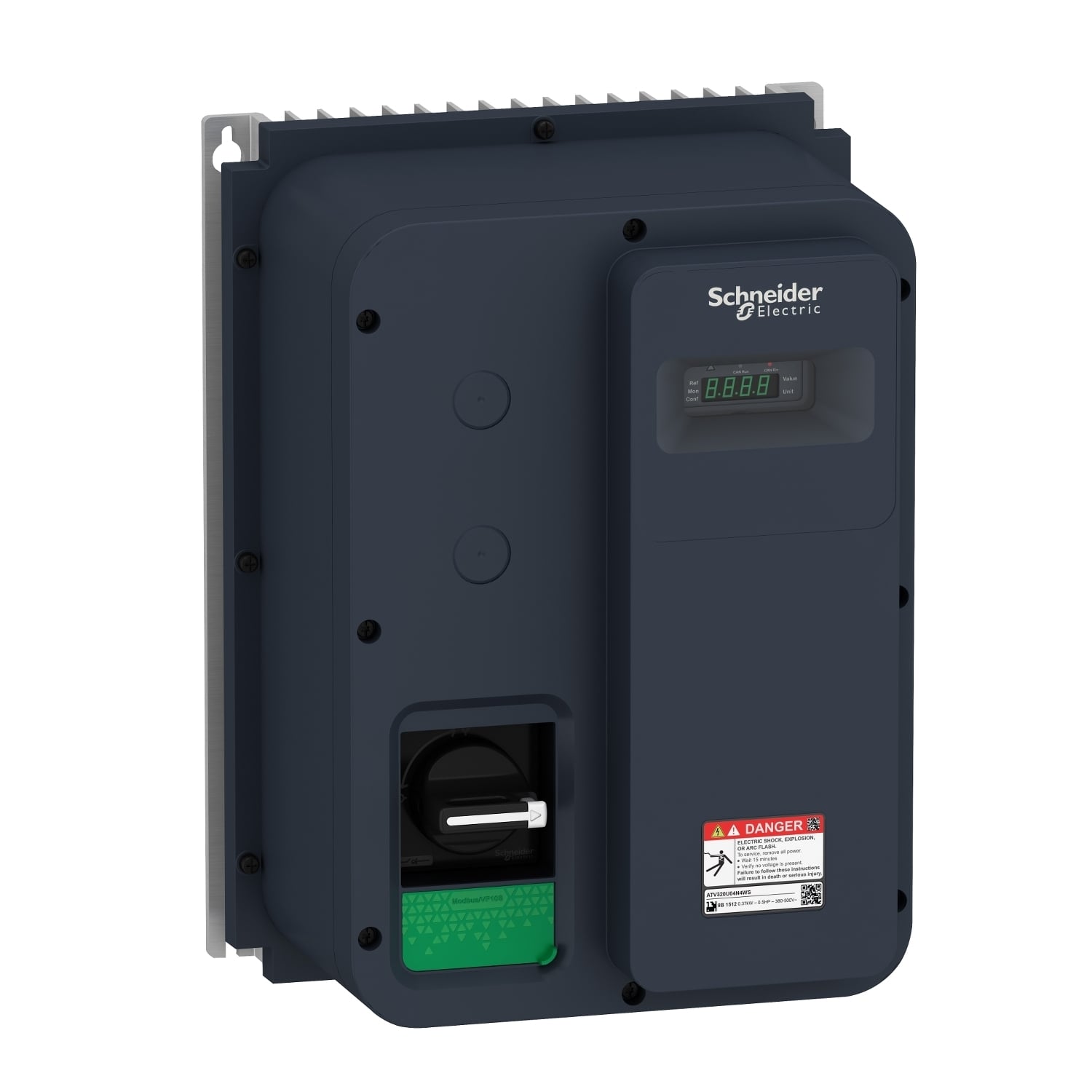 ATV320U06N4WS Altivar 3-Phase Variable Speed Drive, 380 to 500 V, 2.8 A at 380 V/2.2 A at 500 V Heavy Duty, 9.84 in W x 7.87 in D