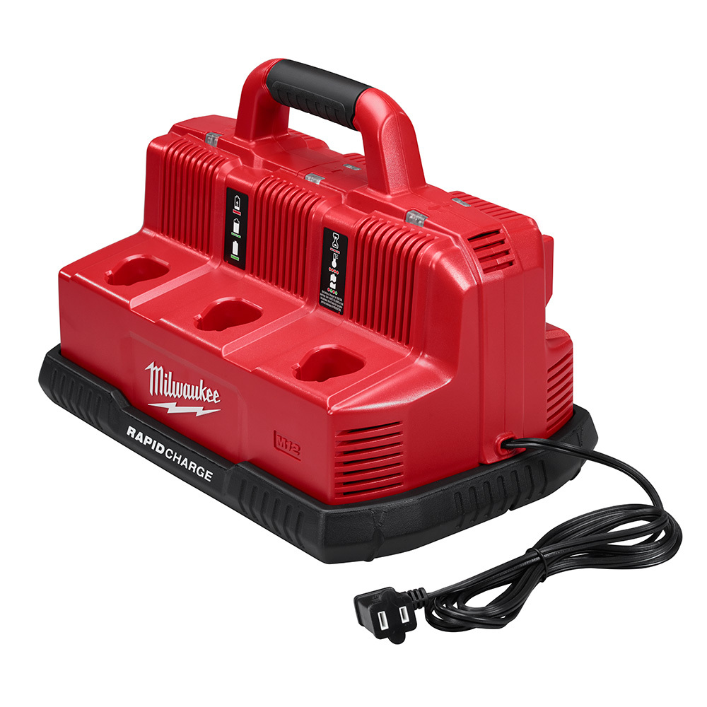 48-59-1807 M18 M12 Rapid Charge Station, For Use With M12 and M18 Battery, Li-Ion Battery, 1 hr Charging, 6 Batteries