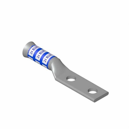 54862BEBS Color-Keyed 2-Hole Non-Insulated Compression Lug, 2/0 AWG Copper Conductor, Die Code: 45, 1/2 in Stud, Copper