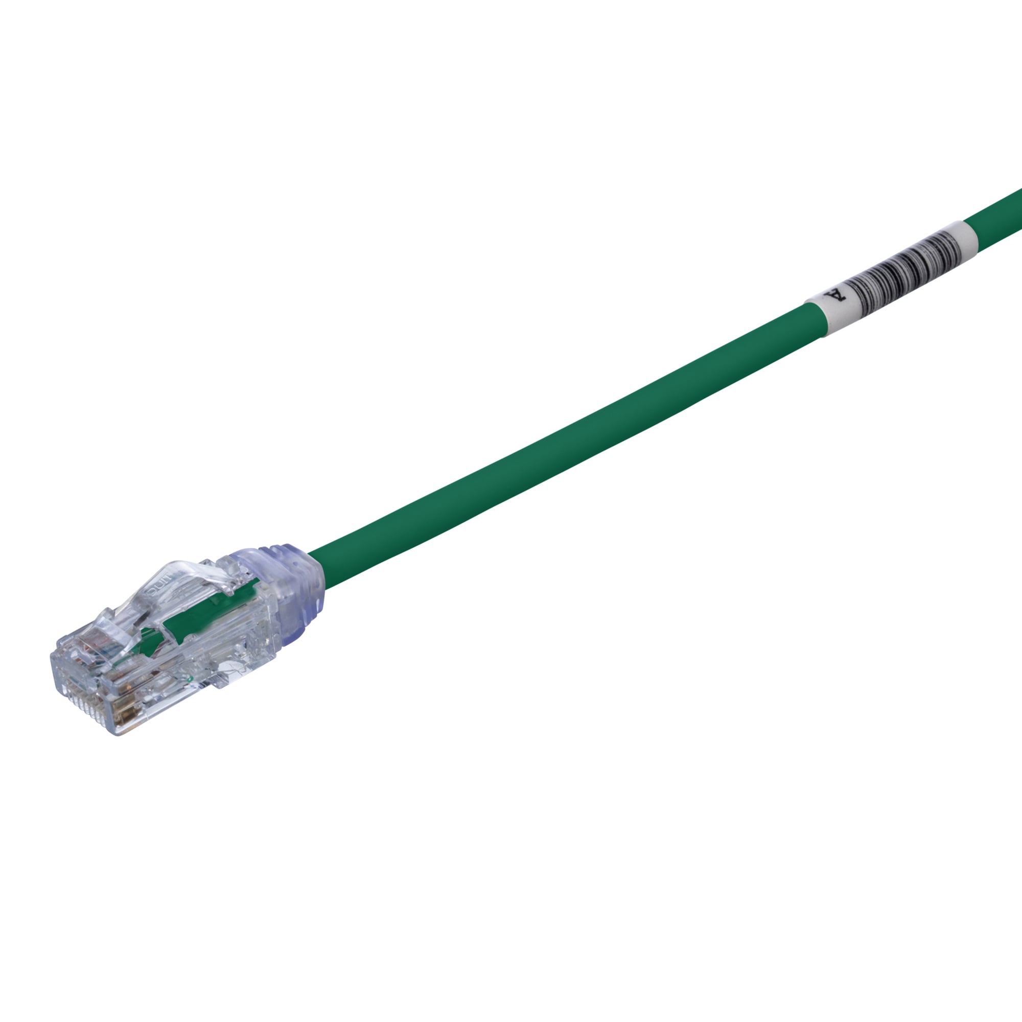 UTP28X20GR PanNet TX6A-28 Small Diameter Patch Cord, Cat 6A, 28 AWG F/UTP Copper Conductor, RJ45 Modular Plug Connector, 20 ft L Cord, Green