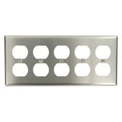 84055-40 Standard Size Traditional Wall Plate, 5 Gangs, 10 in W x 4-1/2 in H, 302 Stainless Steel