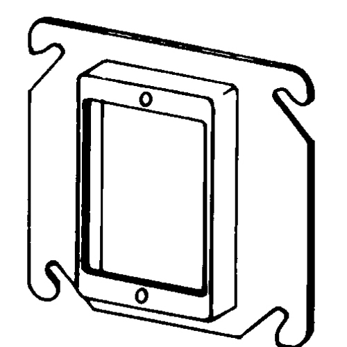 8468C Raised Square Box Cover, 4 in L x 4 in W x 5/8 in D, Steel