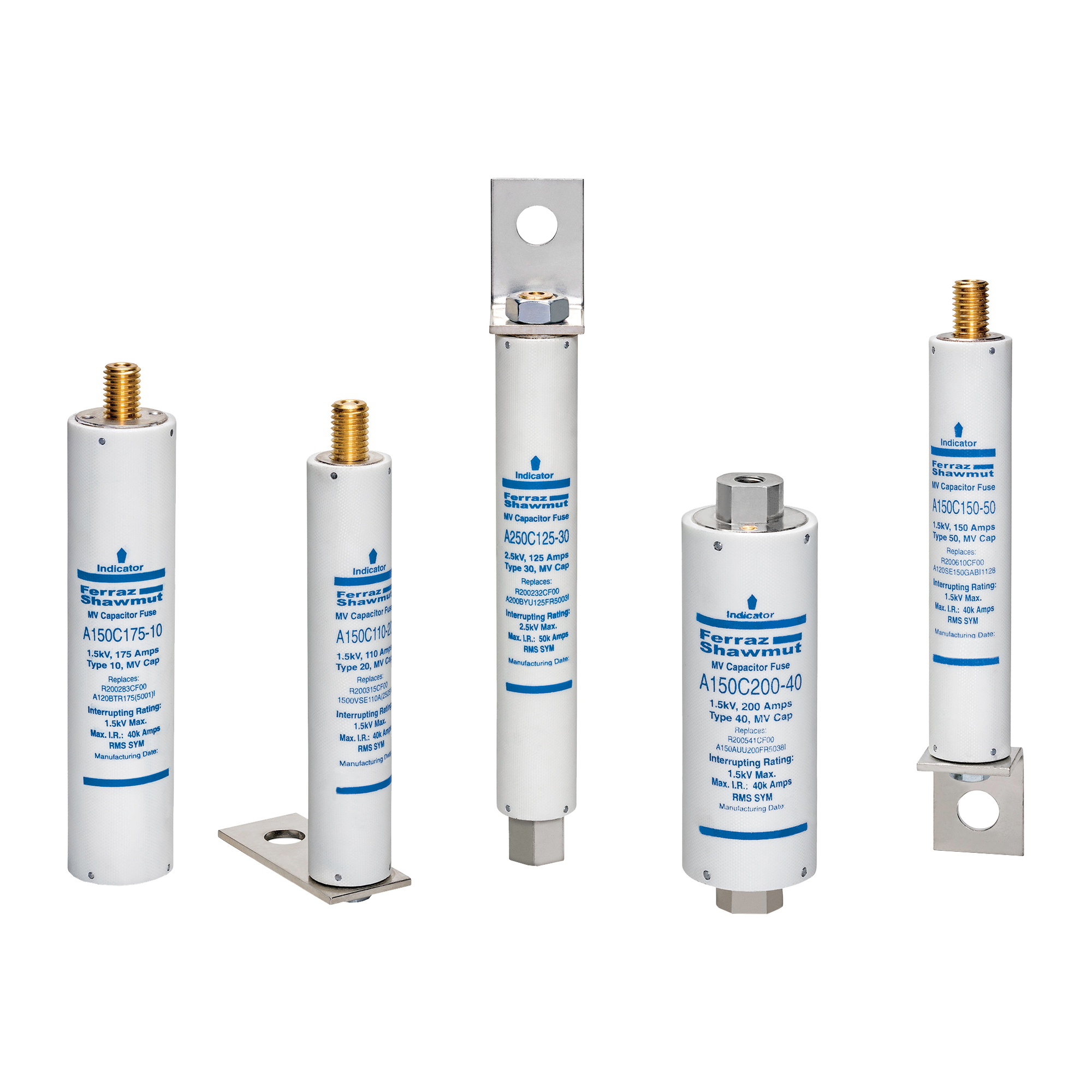 A430C25-15 Amp-Trap Type 15 Medium Voltage Capacitor Fuse, 25 A, 4.3 kV AC, 65 kA Interrupt, Ferrule Body