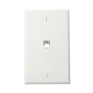 40249-W Modular Screw Terminal Standard Telephone Wall Jack, 1 Gangs, 2-3/4 in W, Plastic, Box Mount