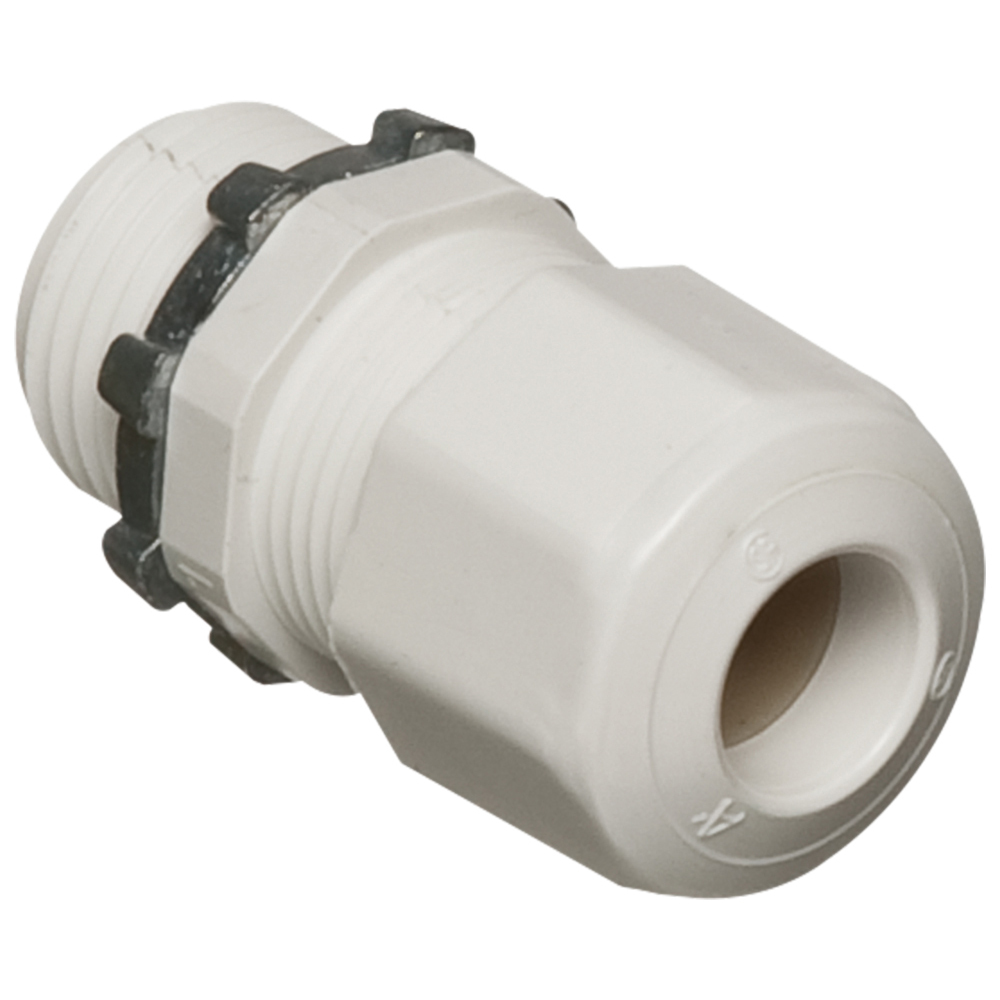 LPCG507W Low Profile Liquidtight Oiltight Strain Relief Cord Connector, 1/2 in Trade, 0.385 to 0.75 in Cable Openings, Nylon/Polyethylene/Santoprene/Zinc
