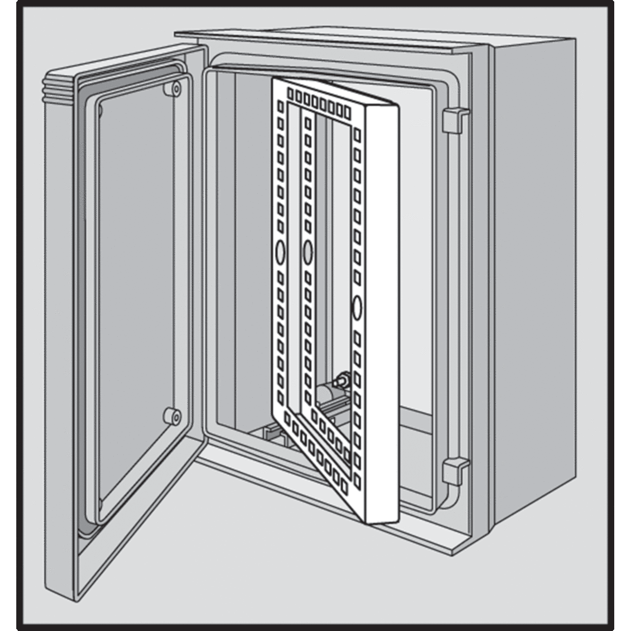 UU7560SF Ultrx UX1Y Swing Out Rack Frame, 21.08 in W x 27.05 in H, For Use With 775 x 612 mm NEMA 4X Fiberglass Wi-Fi Cabinet/Enclosures, Steel