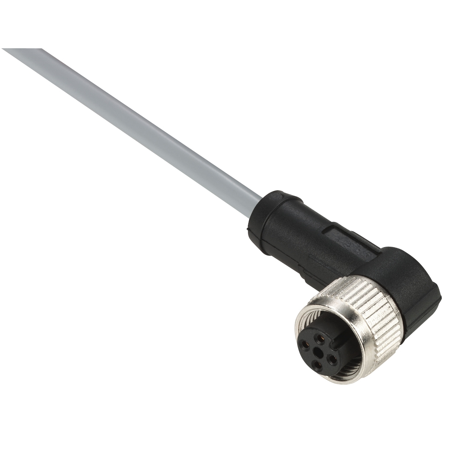 XXZAC117 Right Angle Connector Cable With LED, 4-Pin M12 End Connection, 16 ft L