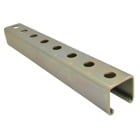 Channel, 12 Gauge, 1-1/2 Inch x 1-1/2 Inch, Length 20 Feet, Steel with Punched 9/16 Inch Holes on 1-1/2 Inch Centers
