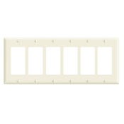 80436-E Decora Standard Size Wall Plate, 6 Gangs, 11.8 in W x 4.5 in H, Thermoset, Black