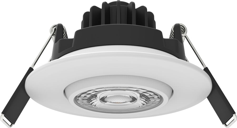 G3R8927120W G Series Round Recessed Gimbal Downlight With Hinged Cover, 8 W Fixture, 3 in Ceiling Opening, 120 VAC, Die Cast Aluminum Housing