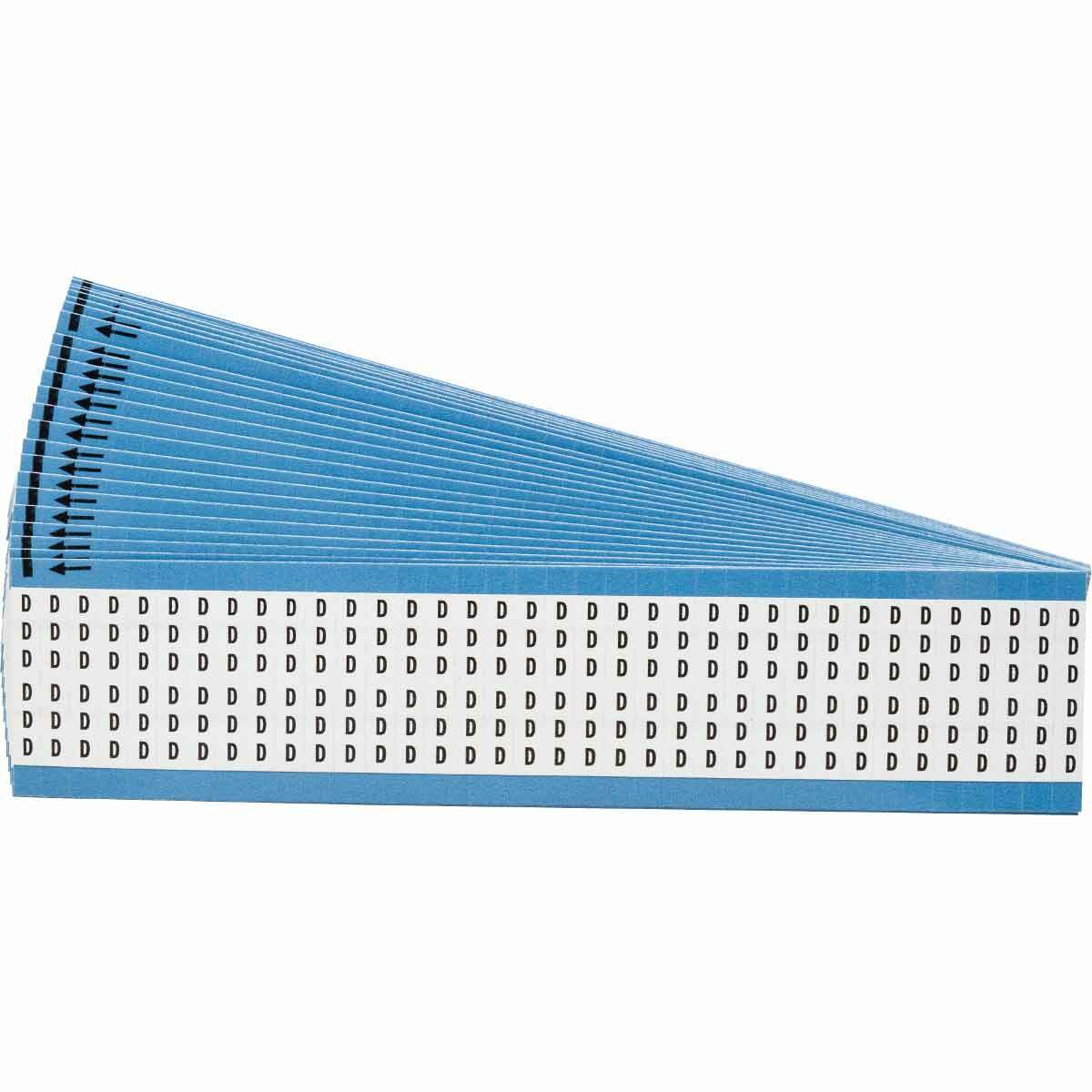 WM-D-PK WM Series Solid Letter Wire Marker Card, 1/4 in W, Black on White, B-500 Repositionable Vinyl Coated Fabric, 36 Markers per Card