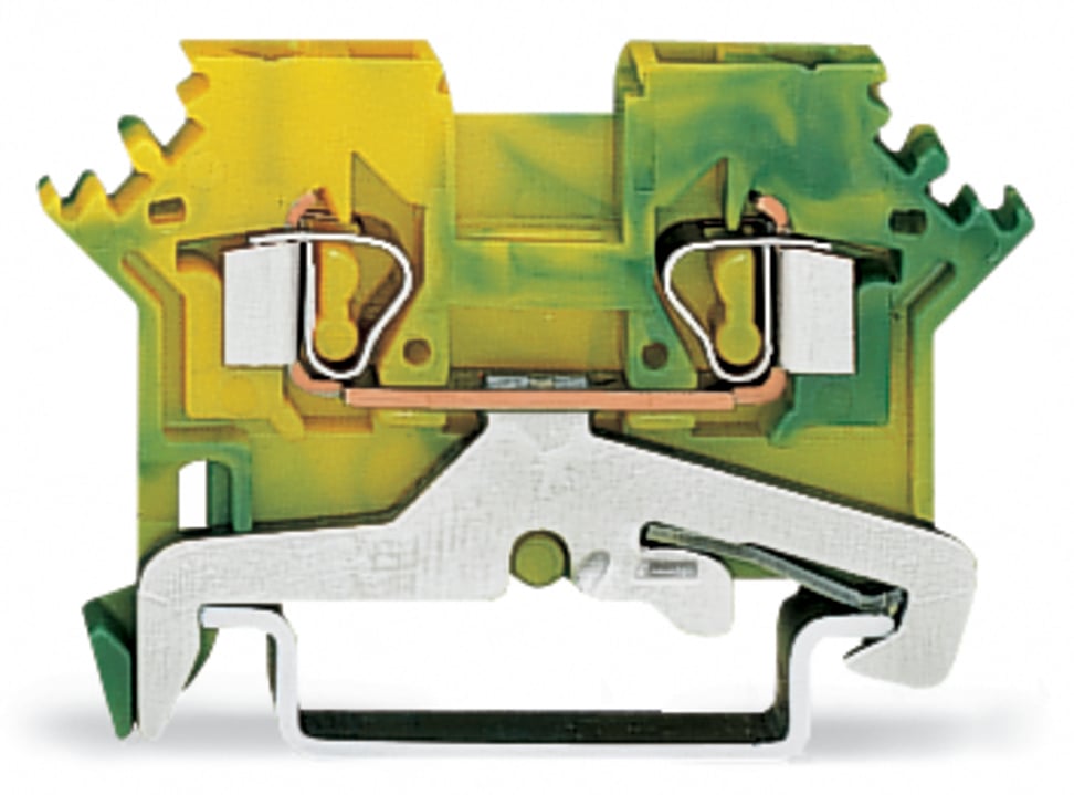 280-607 Operating Tool Ground Terminal Block, 28 to 12 AWG Wire, 1 Poles, DIN Rail Mount