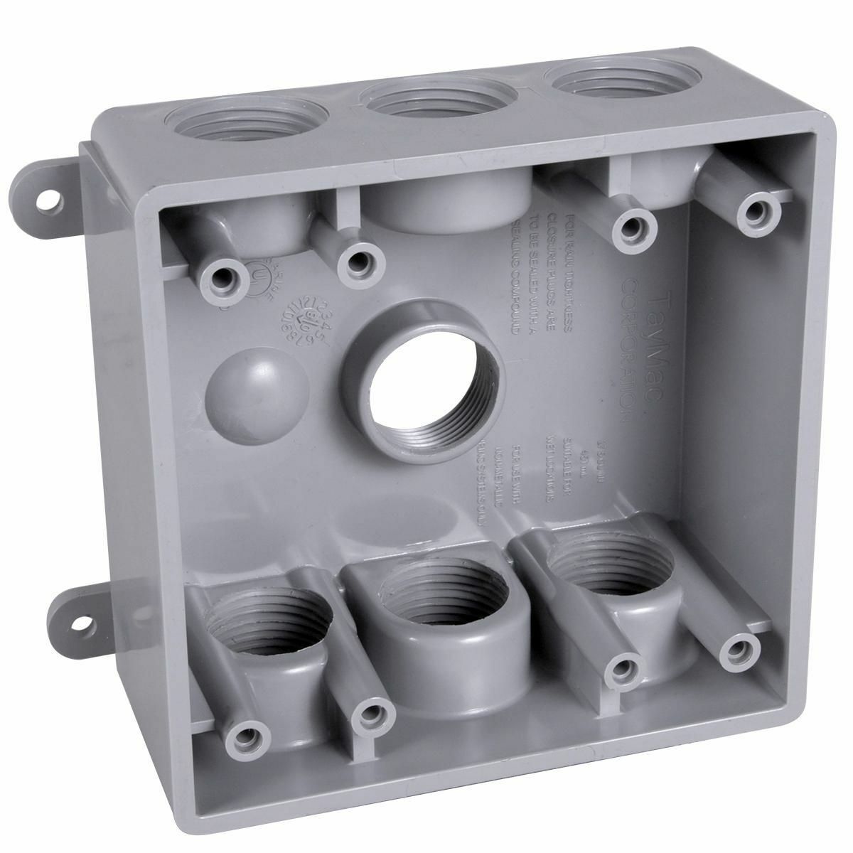 PDB77550GY Weatherproof Outlet Box Plate With Lugs, 2 in D, PVC