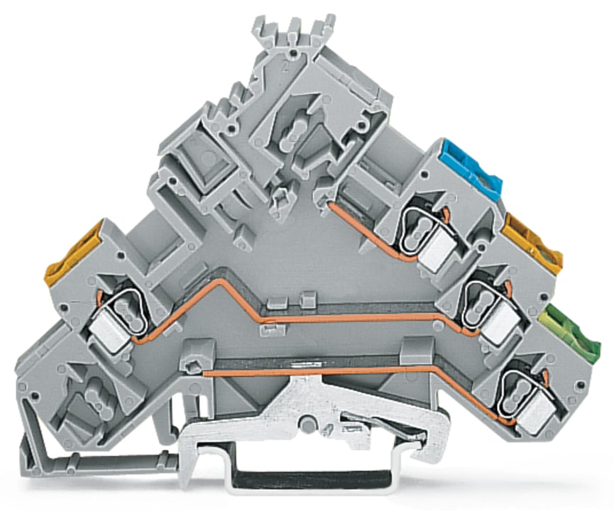 280-572 Operating Tool Actuator Supply Terminal Block, 400 V, 20 A, 28 to 12 AWG Wire, 3 Poles, DIN Rail Mount