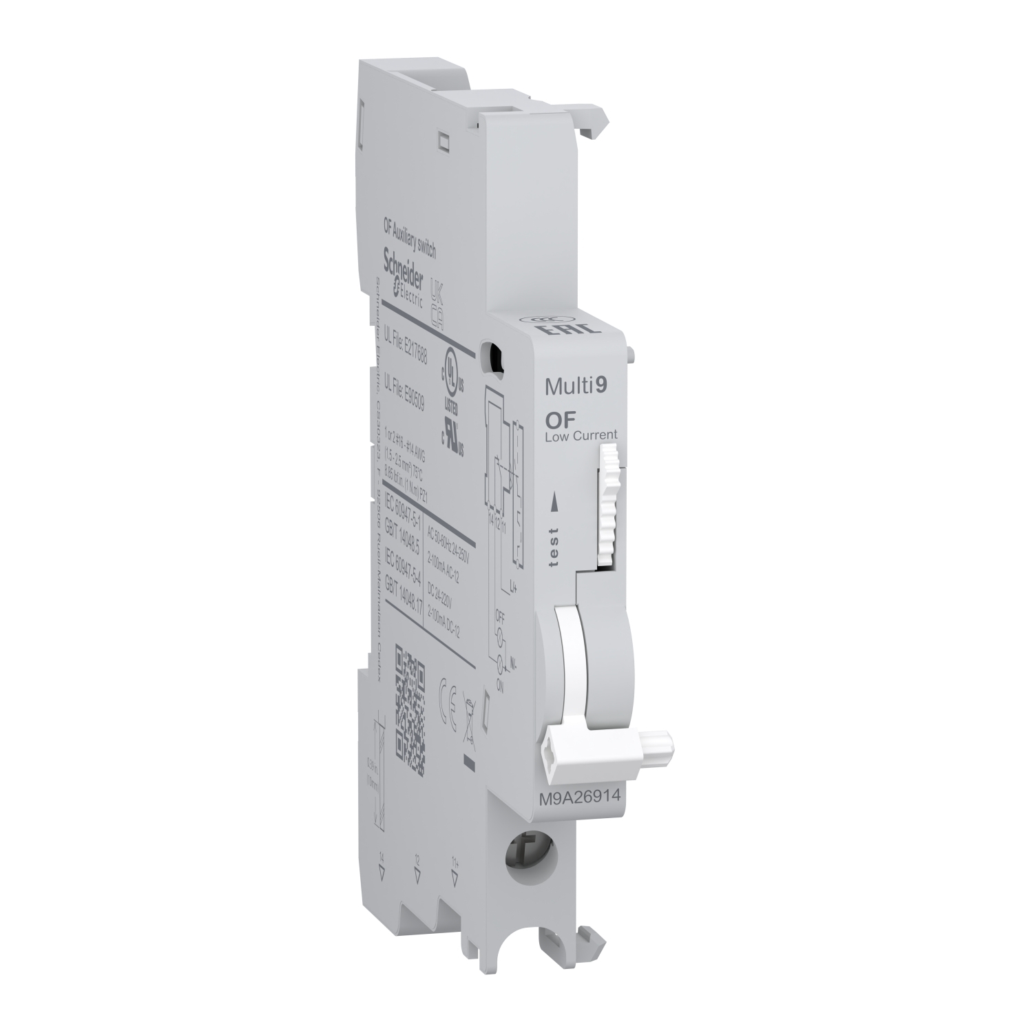 M9A26914 Auxiliary Contact, 24 to 250 VAC, 24 to 220 VDC, 2 to 100 mA, 1 Contacts, Clamp Terminal Connection