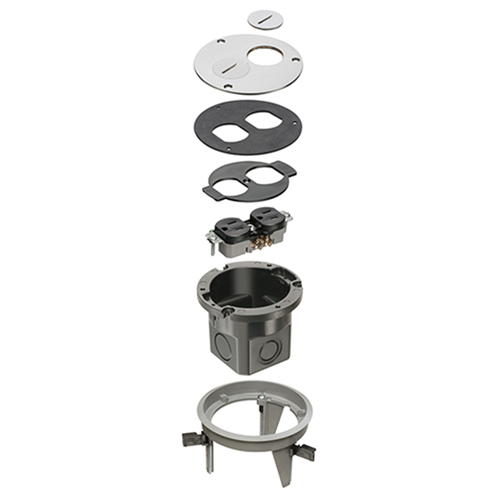 FLB4362NL DropIn Floor Box Kit, Nickel/Plastic, 1 Gang