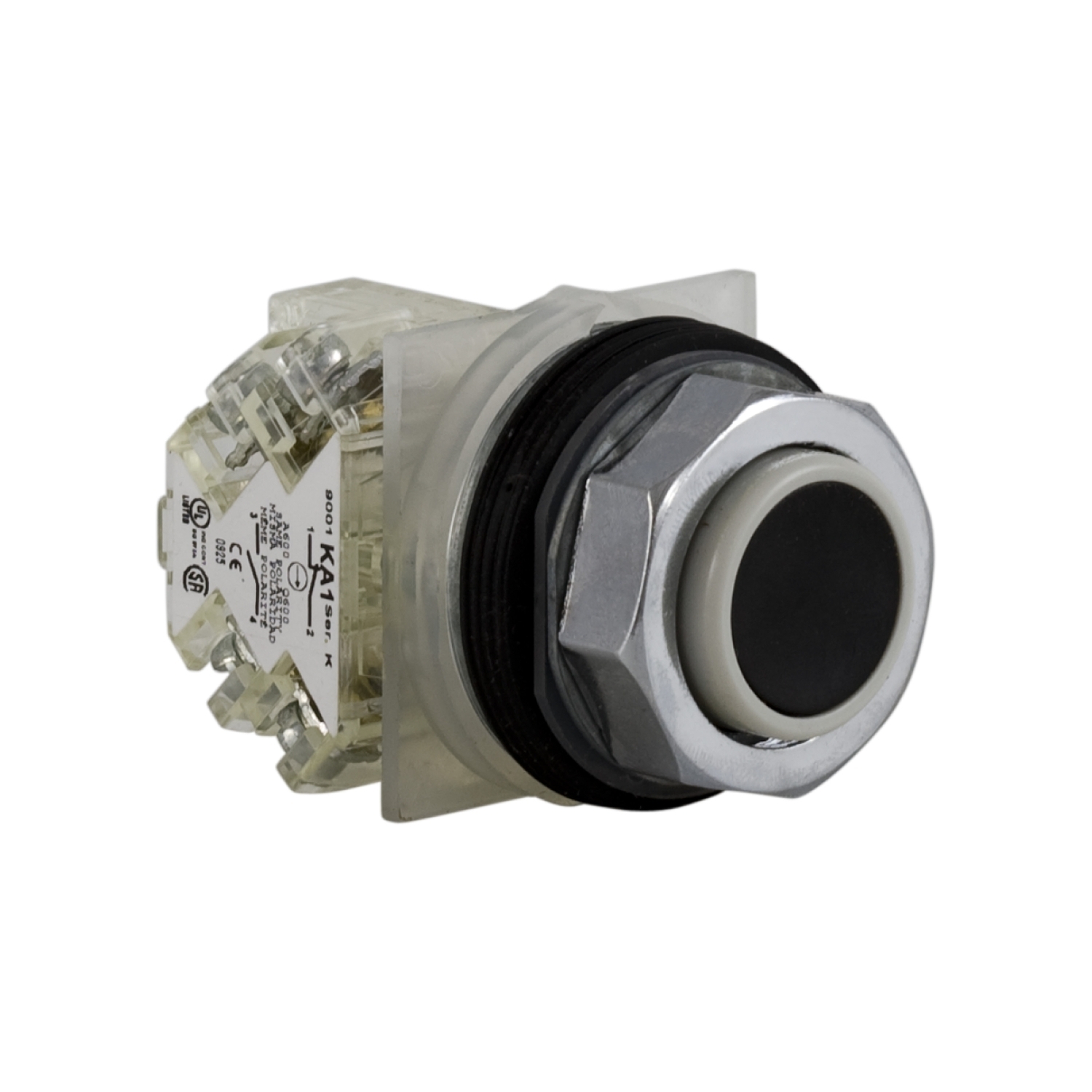 9001KR3BH13 Harmony Heavy Duty Mechanically Interlocked Non-Illuminated Type K Pushbutton, 30 mm, 1NO-1NC Contact, Slow Break Contact, Black