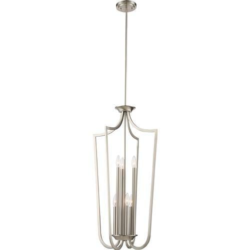 60-5877 Nuvo Laguna Caged Traditional Pendant Fixture, (6) Lamp, 120 VAC, Brushed Nickel Housing