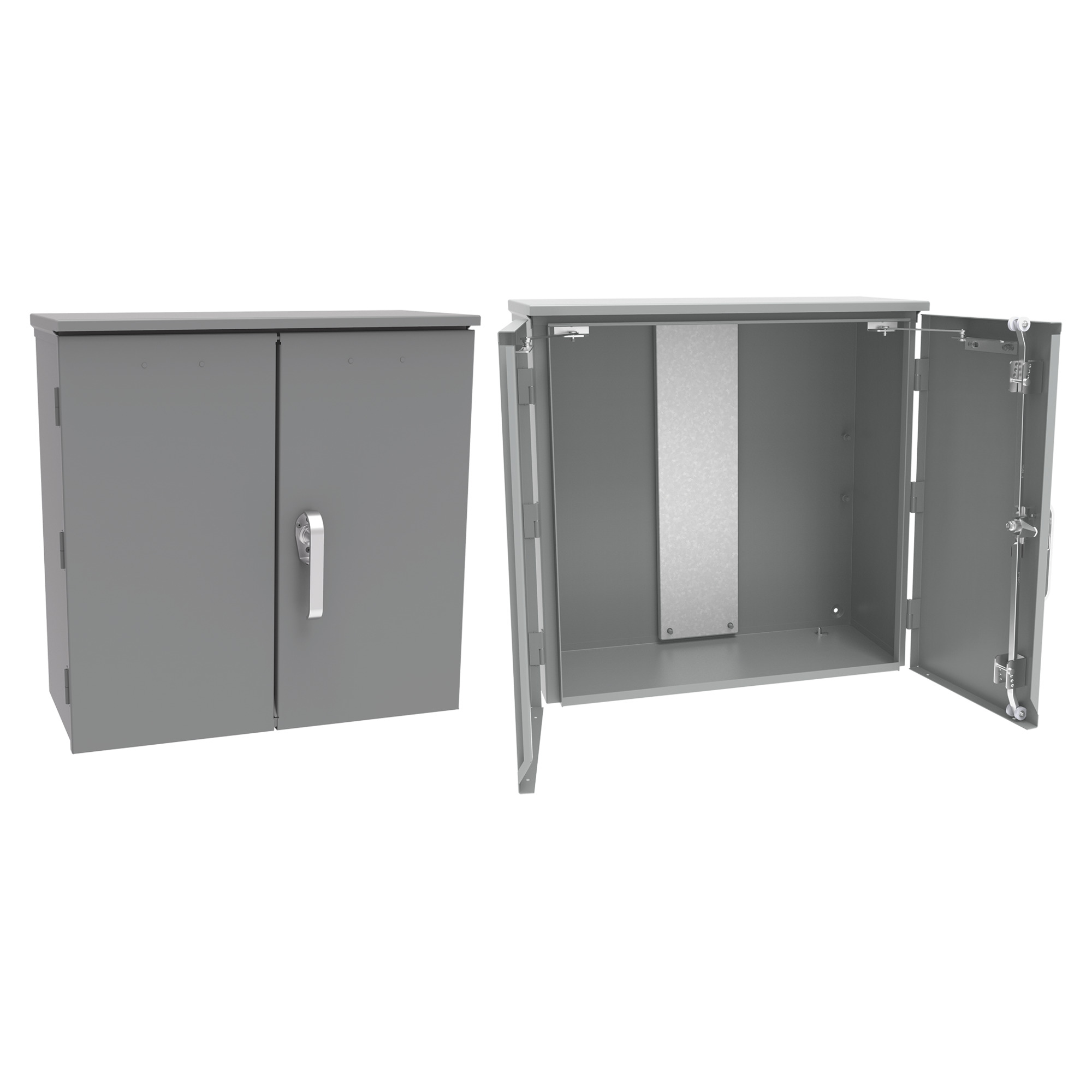 A363614CTAUE Non-Insulated Current Transformer Cabinet With Steel Foot Mount Panel, Stud, 36 in L x 36 in W x 14 in D, NEMA 3R Rating, Mild Steel